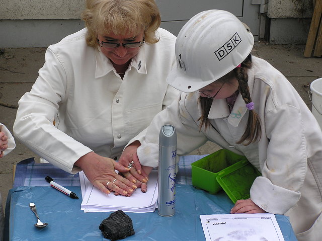 Imprints of the hands made of hard coal !