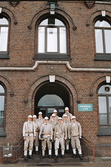 In front of the colliery's ancient buildings !