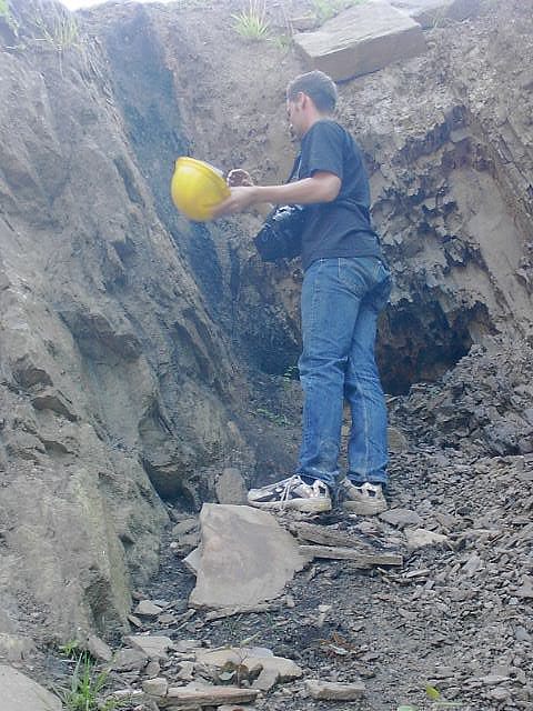 A coal seam is visible in the quarry !